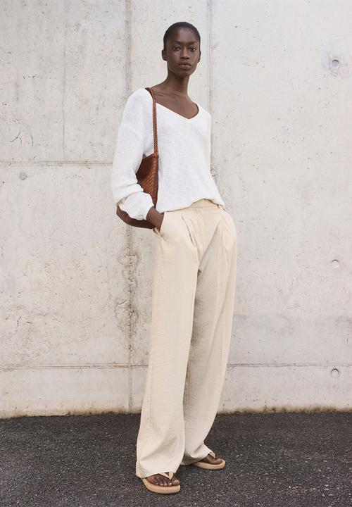 MANGO - Trousers Carla - Light Pastel Gray