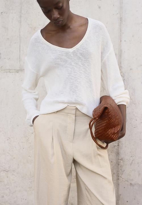 MANGO - Trousers Carla - Light Pastel Gray