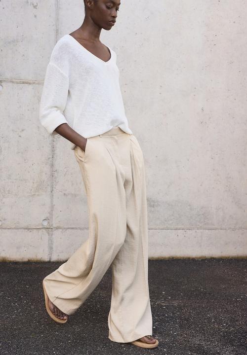 MANGO - Trousers Carla - Light Pastel Gray