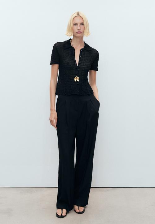 MANGO - Trousers Carla - Black