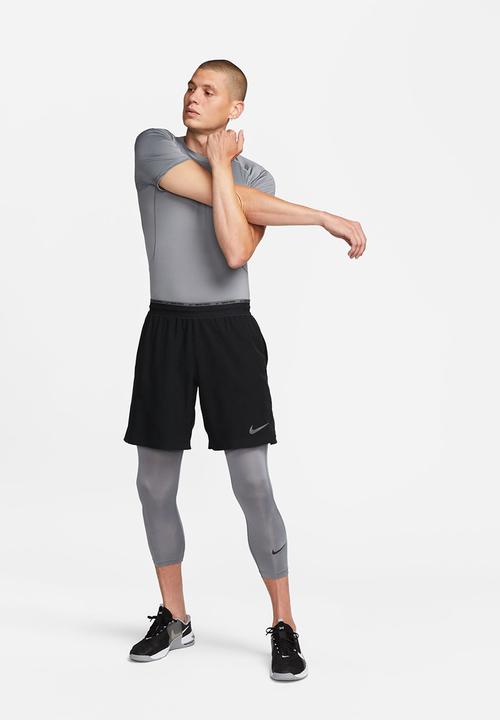 Nike - Nike Pro  Dri-FIT Tight Short-Sleeve Fitness Top - Soke Grey/Black