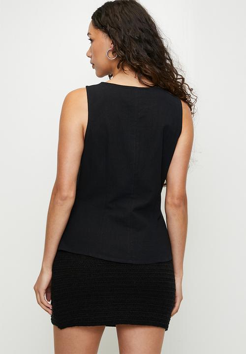 Brave Soul - Ladies Woven Tailored Vest - Black