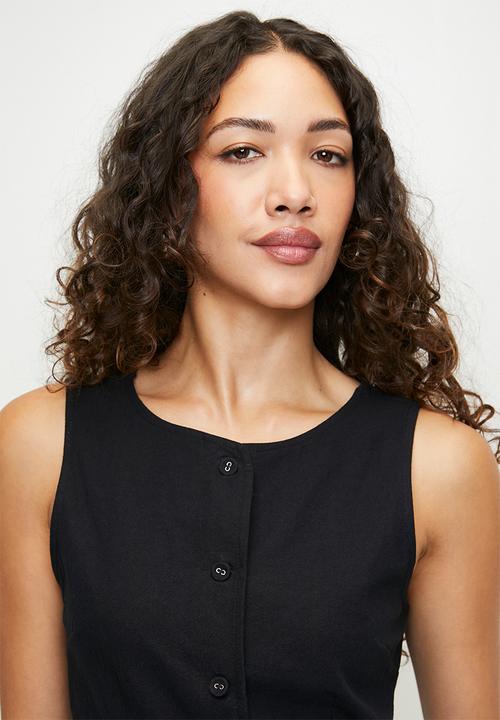 Brave Soul - Ladies Woven Tailored Vest - Black