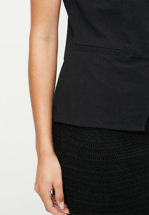 Brave Soul - Ladies Woven Tailored Vest - Black