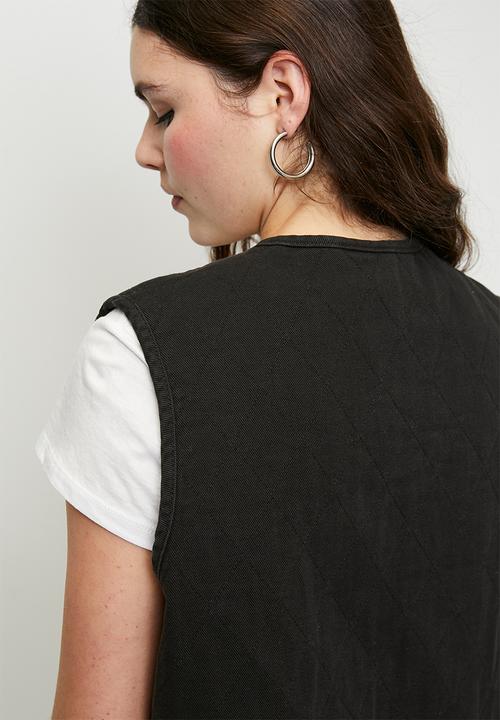 H&M - Quilted twill vest - black