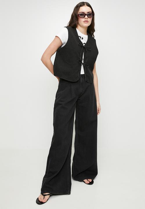 H&M - Quilted twill vest - black
