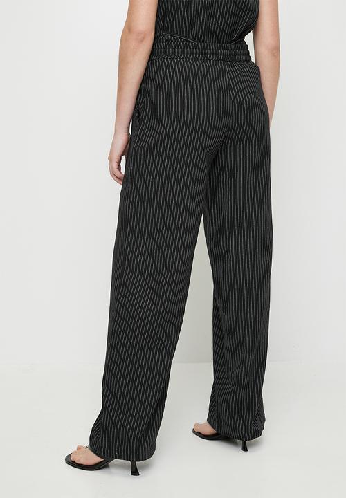 Brave Soul - Ladies Straight Draw Cord Stripe Trouser - Black & White