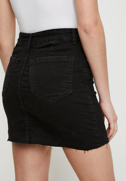 Brave Soul - Ladies Panelled Denim Skirt - Black