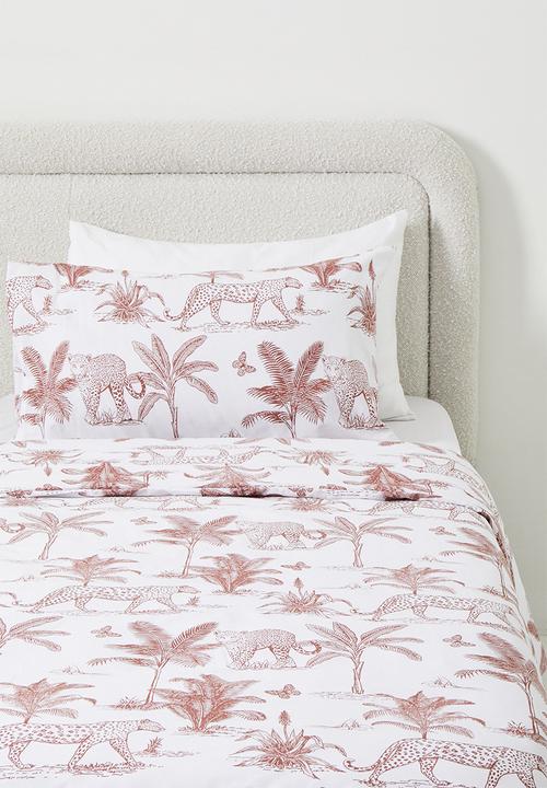 Sixth Floor - Cotton Blend Wild Tropical Toile Duvet Set - Rust & White 