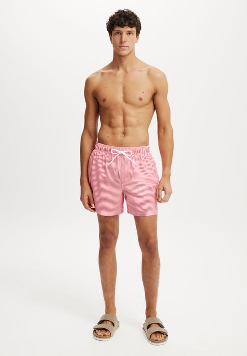 Cotton On - Stretch Swim Short - Pink / White Stripe