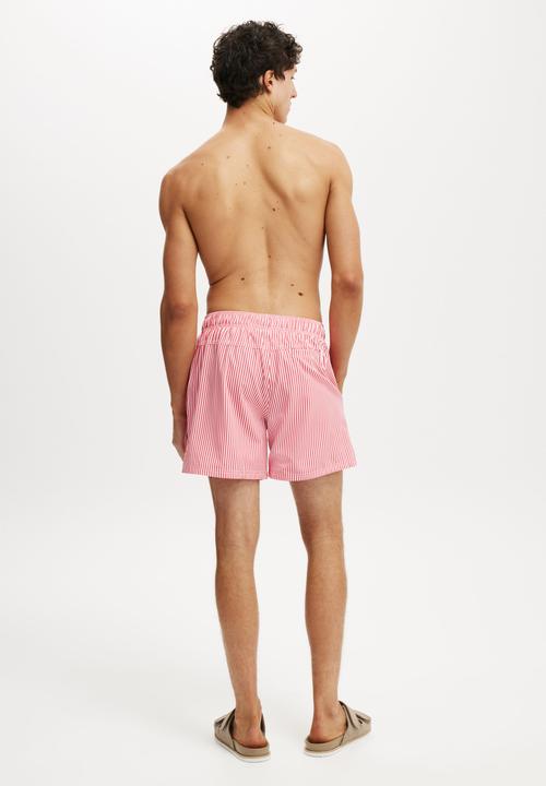Cotton On - Stretch Swim Short - Pink / White Stripe