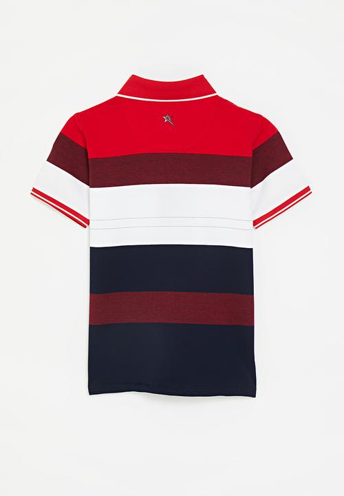 SOVIET - Boys y/dye stripe golfer - red