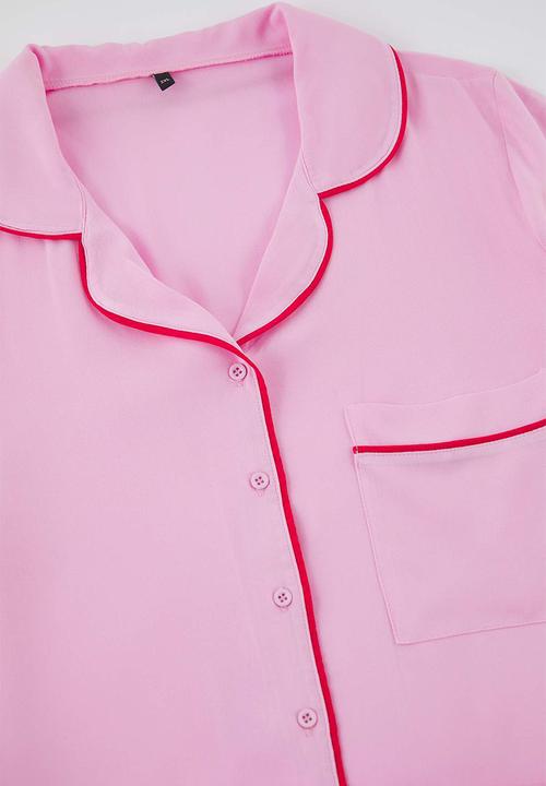 Trendyol - Pink Piping Detailed Pyjamas Set
