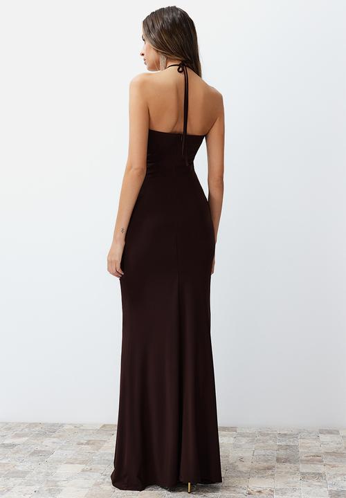 Trendyol - Fitted Knitted Dress - Brown