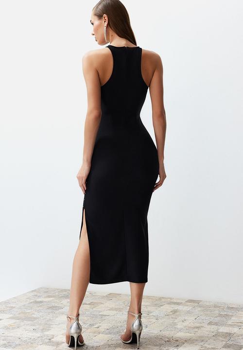 Trendyol - Embellished Fitted Evening Dress - Black