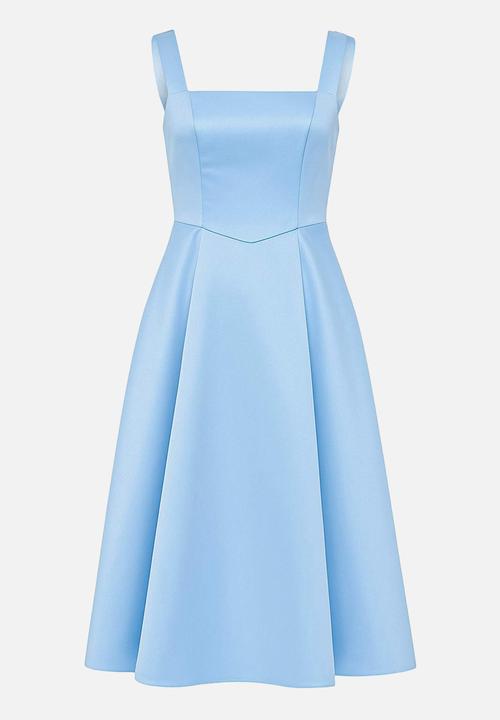 Trendyol - A-Line Satin Dress - Light blue