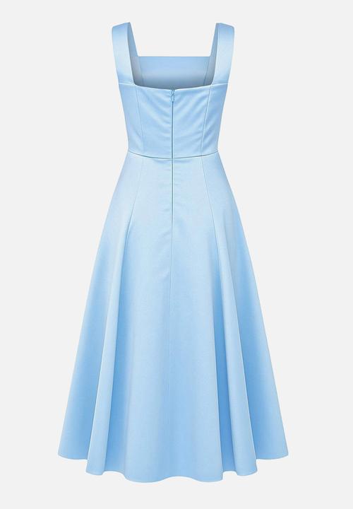 Trendyol - A-Line Satin Dress - Light blue