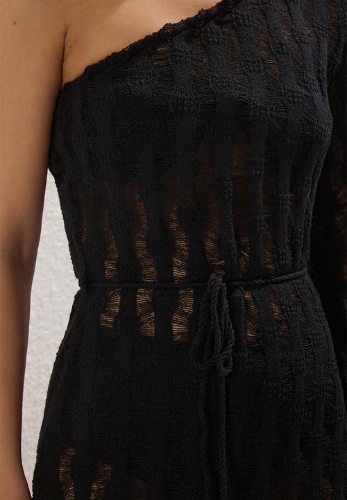 Trendyol - Textured Belted Beach Dress - Black