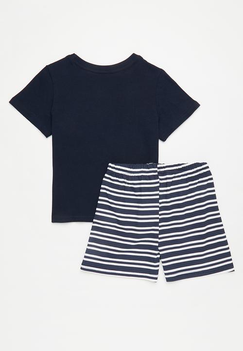 Pop Candy - Graphic print pj top with striped shorts - black/for the planet/navy