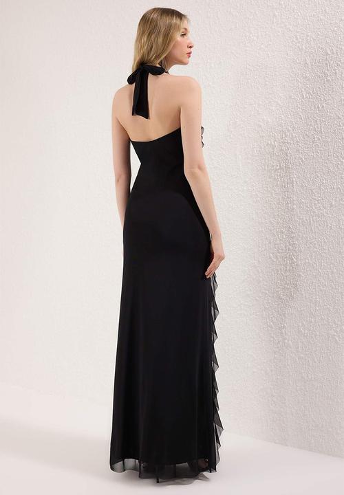 Trendyol - Ruffled Lined Tulle Dress - Black