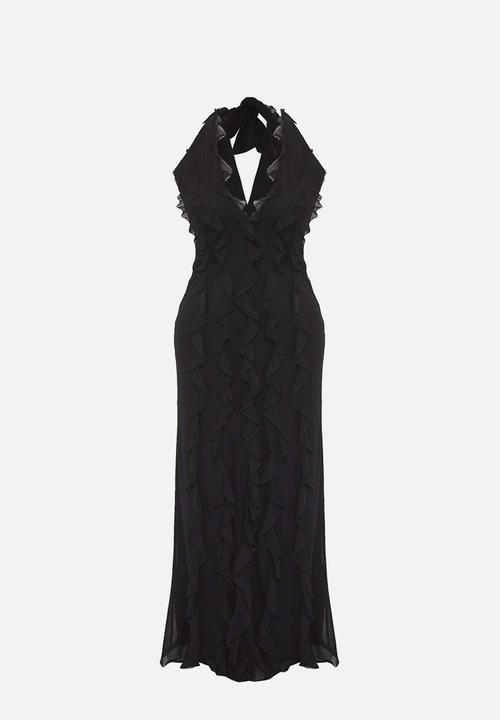 Trendyol - Ruffled Lined Tulle Dress - Black