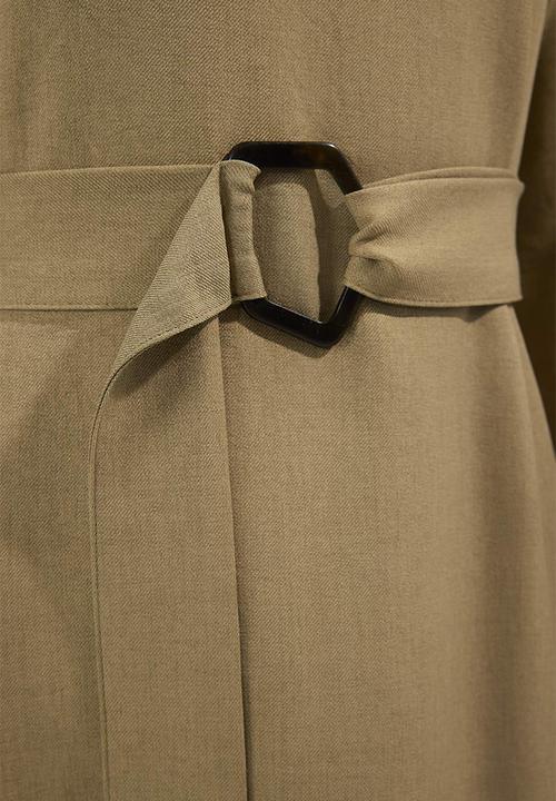 Trendyol - Belted Woven Dress - Khaki