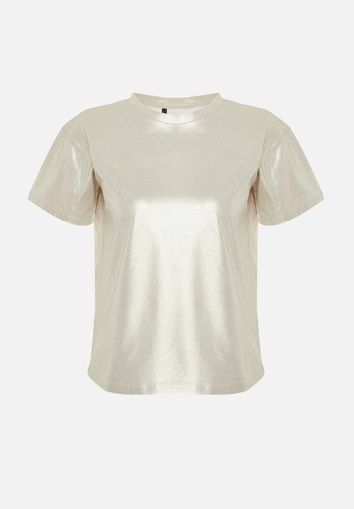 Trendyol - Metallic t-shirt top - gold