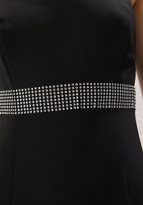 Trendyol - Fish cut accessory detailed woven long elegant evening night graduation dress - black