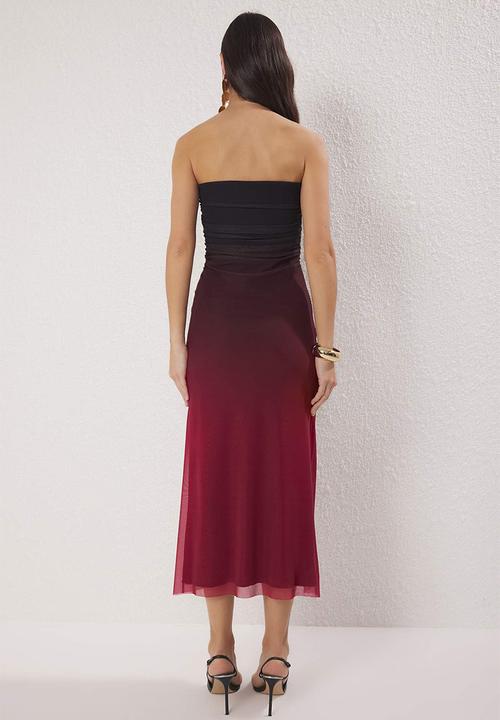 Trendyol - Gradient Tube Dress - Black/Red
