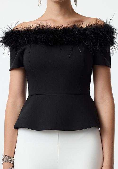 Trendyol - Carmen collar woven stylish blouse - black