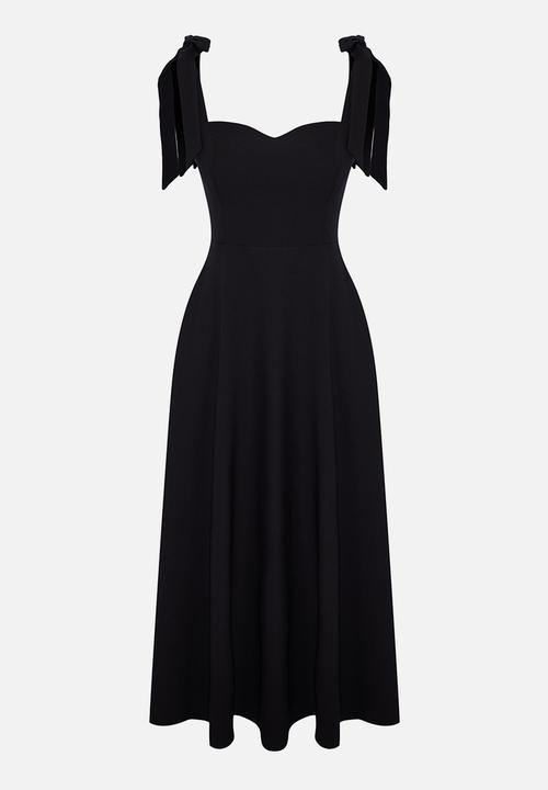 Trendyol - A-Line Strap Detailed Woven Evening  Dress - Black