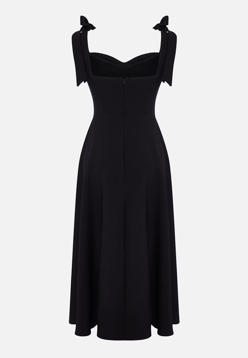 Trendyol - A-Line Strap Detailed Woven Evening  Dress - Black