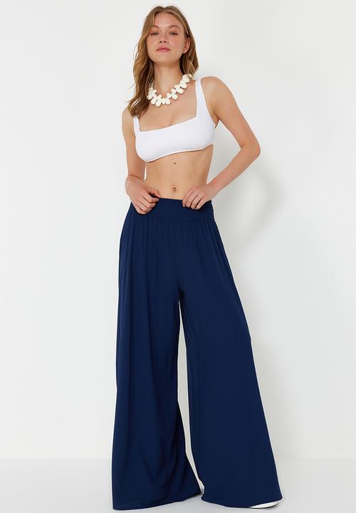 Trendyol - Woven Gipe Detailed Beach Trousers - Navy