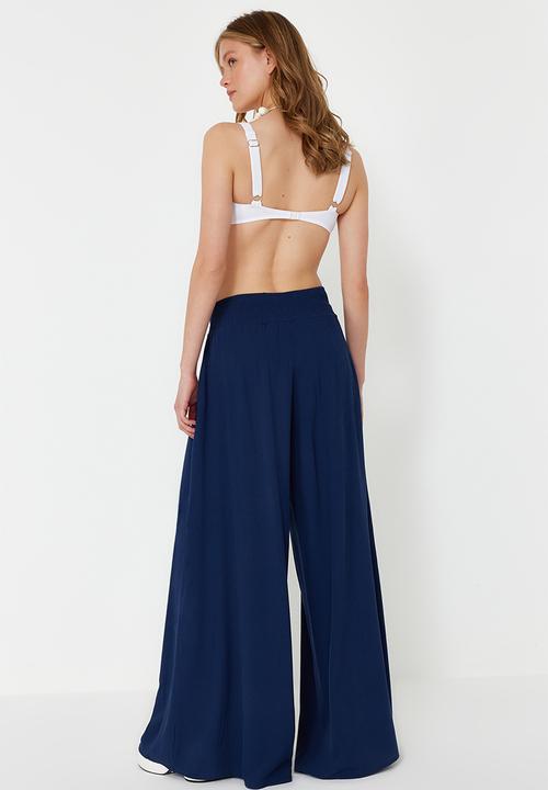 Trendyol - Woven Gipe Detailed Beach Trousers - Navy