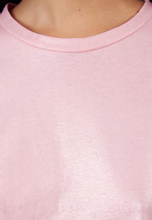 Trendyol - Foil finish t-shirt top - pink