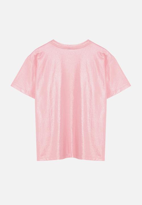 Trendyol - Foil finish t-shirt top - pink