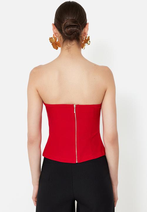 Trendyol - Fitted woven bustier - red