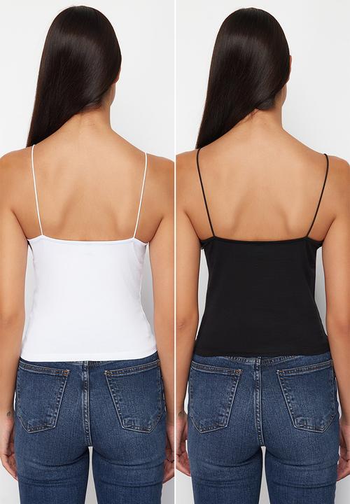 Trendyol - Strap regular flexible 2 pack knitted undershirt - black & white