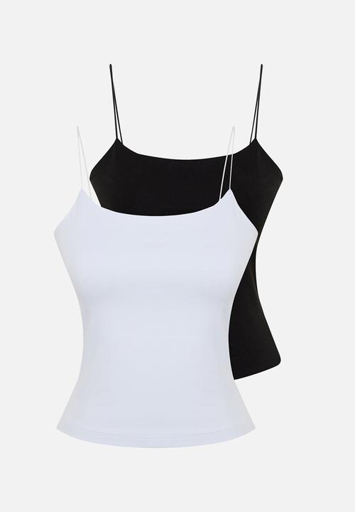 Trendyol - Strap regular flexible 2 pack knitted undershirt - black & white