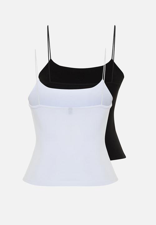 Trendyol - Strap regular flexible 2 pack knitted undershirt - black & white