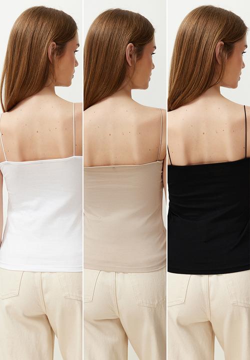 Trendyol - 3-pack strappy square neck flexible knitted undershirt - multi