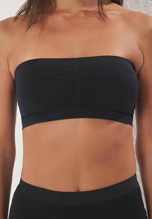 Trendyol - 2-piece seamless/seamless non-wired covered bandeau knitted bra - black