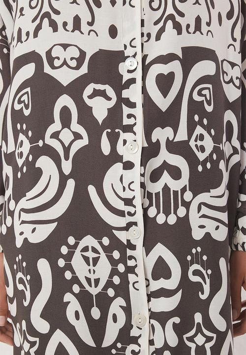 Trendyol - Border Pattern  Midi Dress - Brown