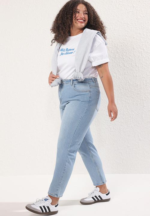 Trendyol - High waist comfort mom fit plus size jeans - light blue