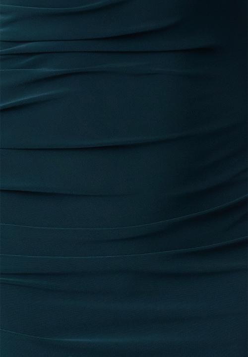 Trendyol - Straight sleeve draped bodycon/fitting flexible knitted dress - emerald