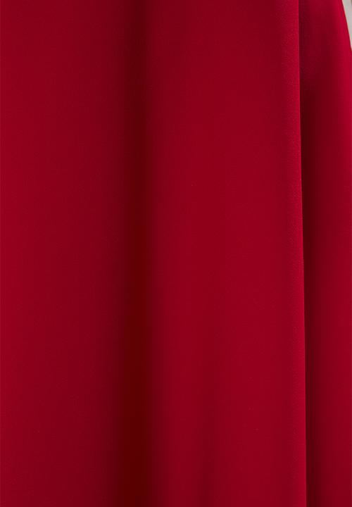Trendyol - A-Line Strap Detailed Woven Midi Chic Evening Prom Dress - Red