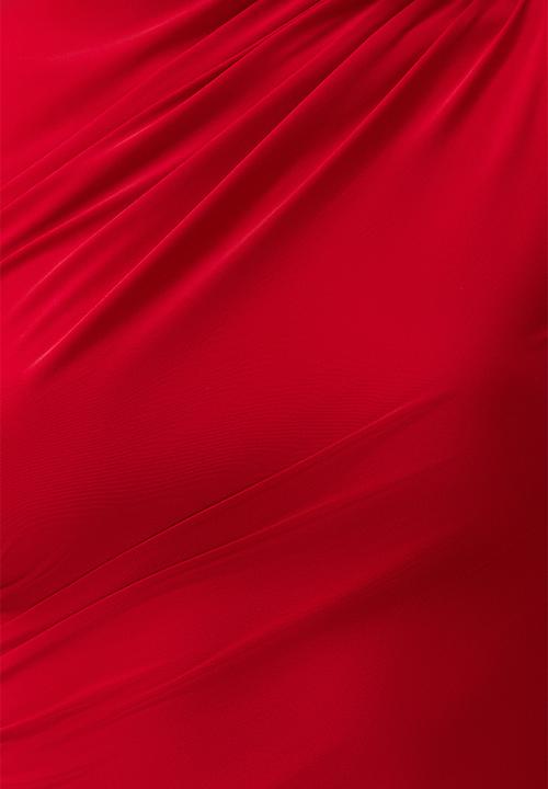 Trendyol - Gathered, fitted, stretchy knitted top - red