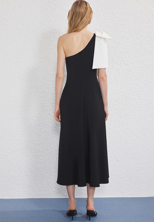 Trendyol - Bow detailed evening prom dress - black white