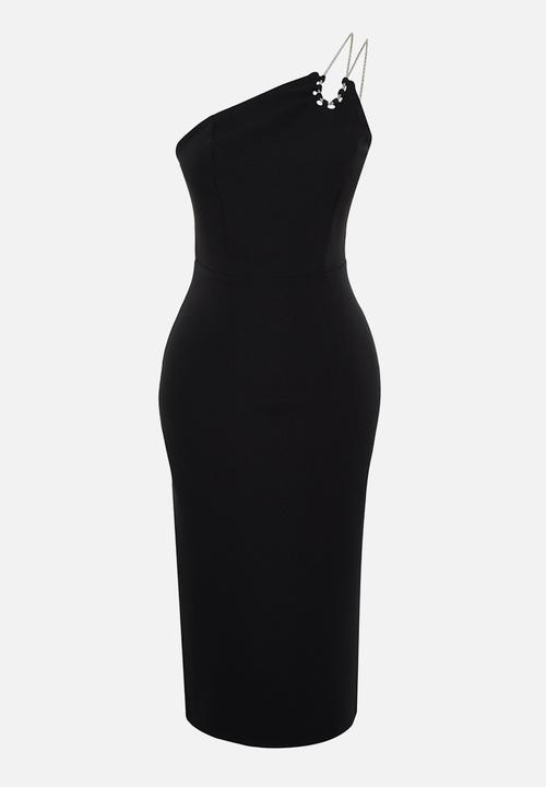 Trendyol - Bodycon Shiny Stone Woven Elegant Evening Dress - Black