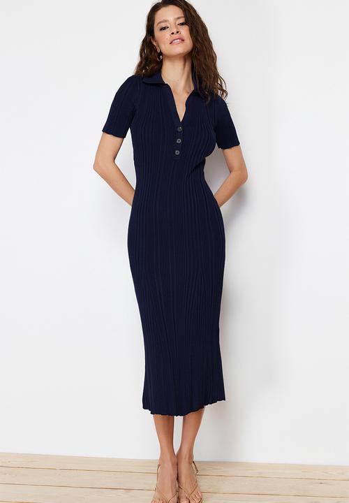 Trendyol - Maxi polo neck dress - navy blue